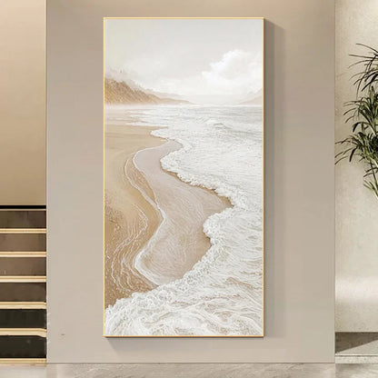 White Seascape Coastal Large Wall Art Canvas Prints Modern Artwork For Living Room Foyer Art Decor