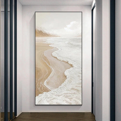 White Seascape Coastal Large Wall Art Canvas Prints Modern Artwork For Living Room Foyer Art Decor