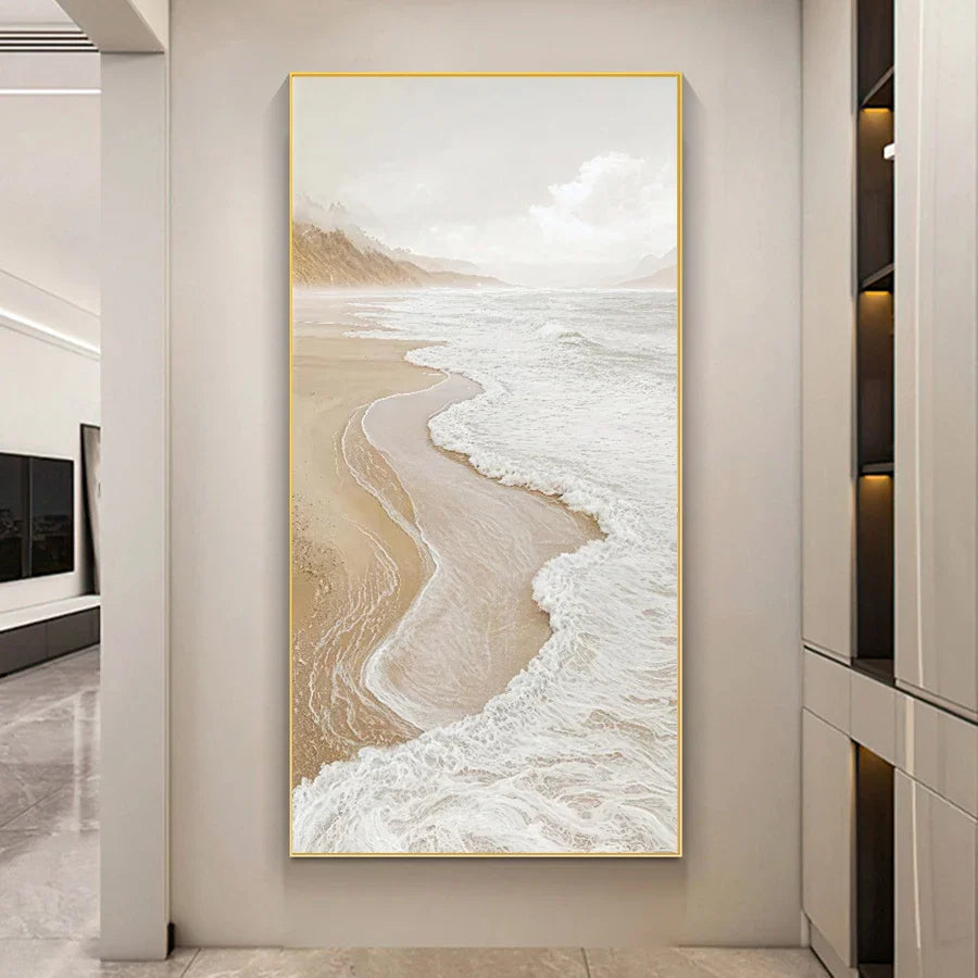 White Seascape Coastal Large Wall Art Canvas Prints Modern Artwork For Living Room Foyer Art Decor