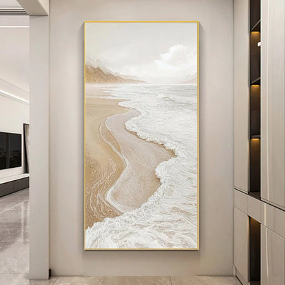 White Seascape Coastal Large Wall Art Canvas Prints Modern Artwork For Living Room Foyer Art Decor
