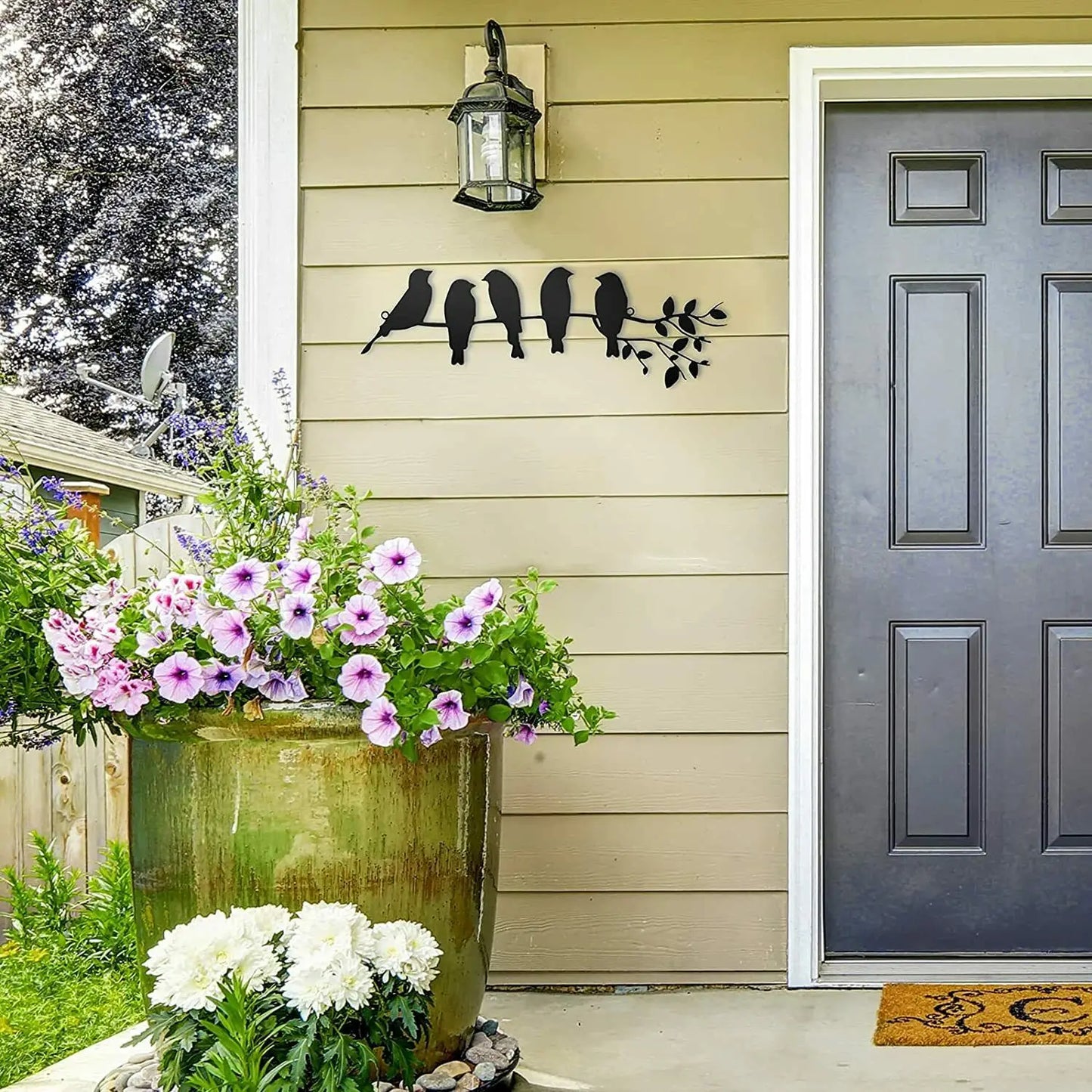 Birds Silhouette Metal Wall Art 3D Iron Crafted Birds On A Branch Wall Decoration For Living Room Porch Patio Art Decor