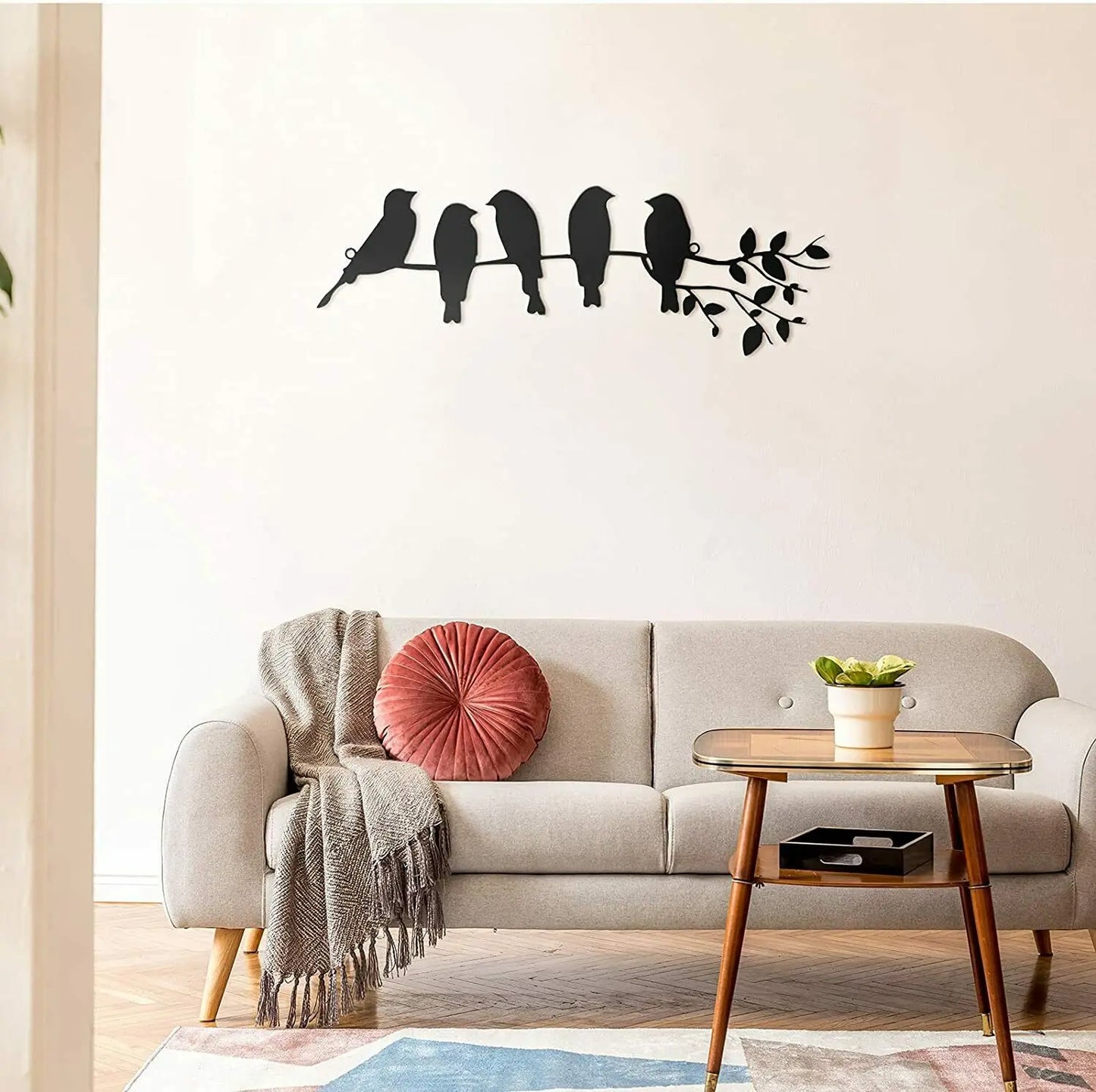 Birds Silhouette Metal Wall Art 3D Iron Crafted Birds On A Branch Wall Decoration For Living Room Porch Patio Art Decor