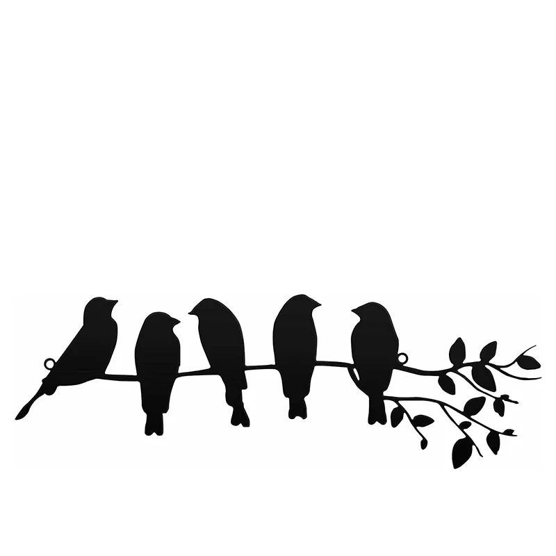 Birds Silhouette Metal Wall Art 3D Iron Crafted Birds On A Branch Wall Decoration For Living Room Porch Patio Art Decor