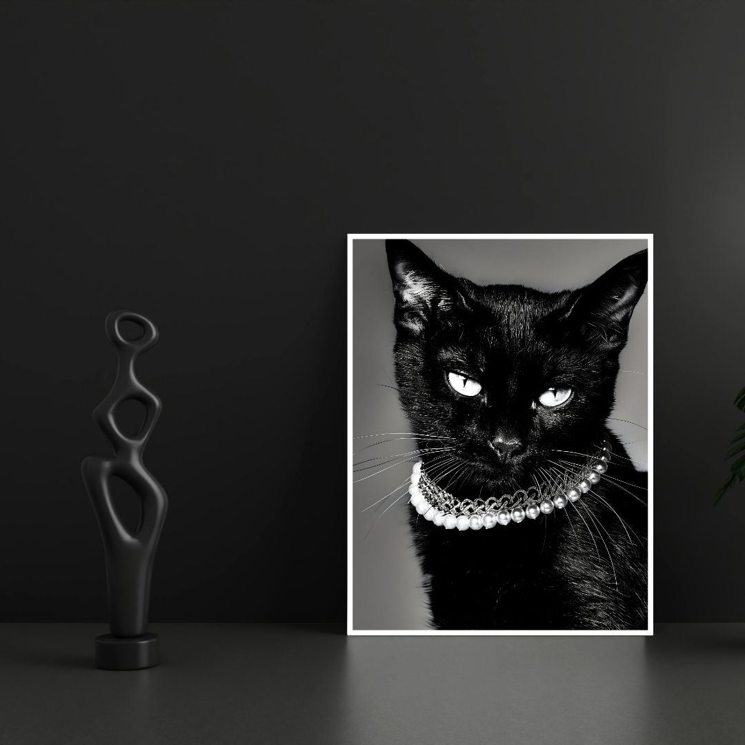 Black Cat Wall Art Canvas Print Witchcraft Cat Poster For Halloween Living Room Wall Decor
