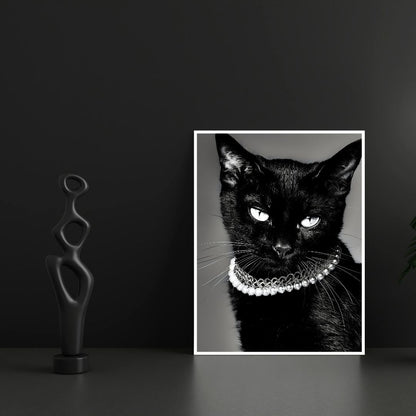 Black Cat Wall Art Canvas Print Witchcraft Cat Poster For Halloween Living Room Wall Decor