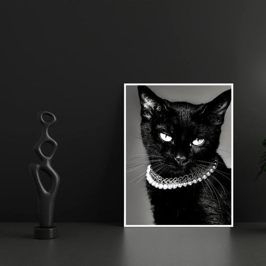 Black Cat Wall Art Canvas Print Witchcraft Cat Poster For Halloween Living Room Wall Decor