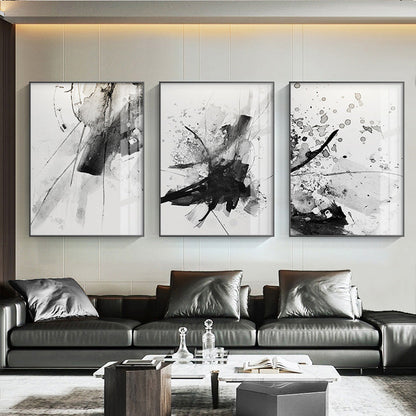Black White Ink Splash Abstract Wall Art Canvas Prints For Living Room Minimalist Scandinavian Interiors