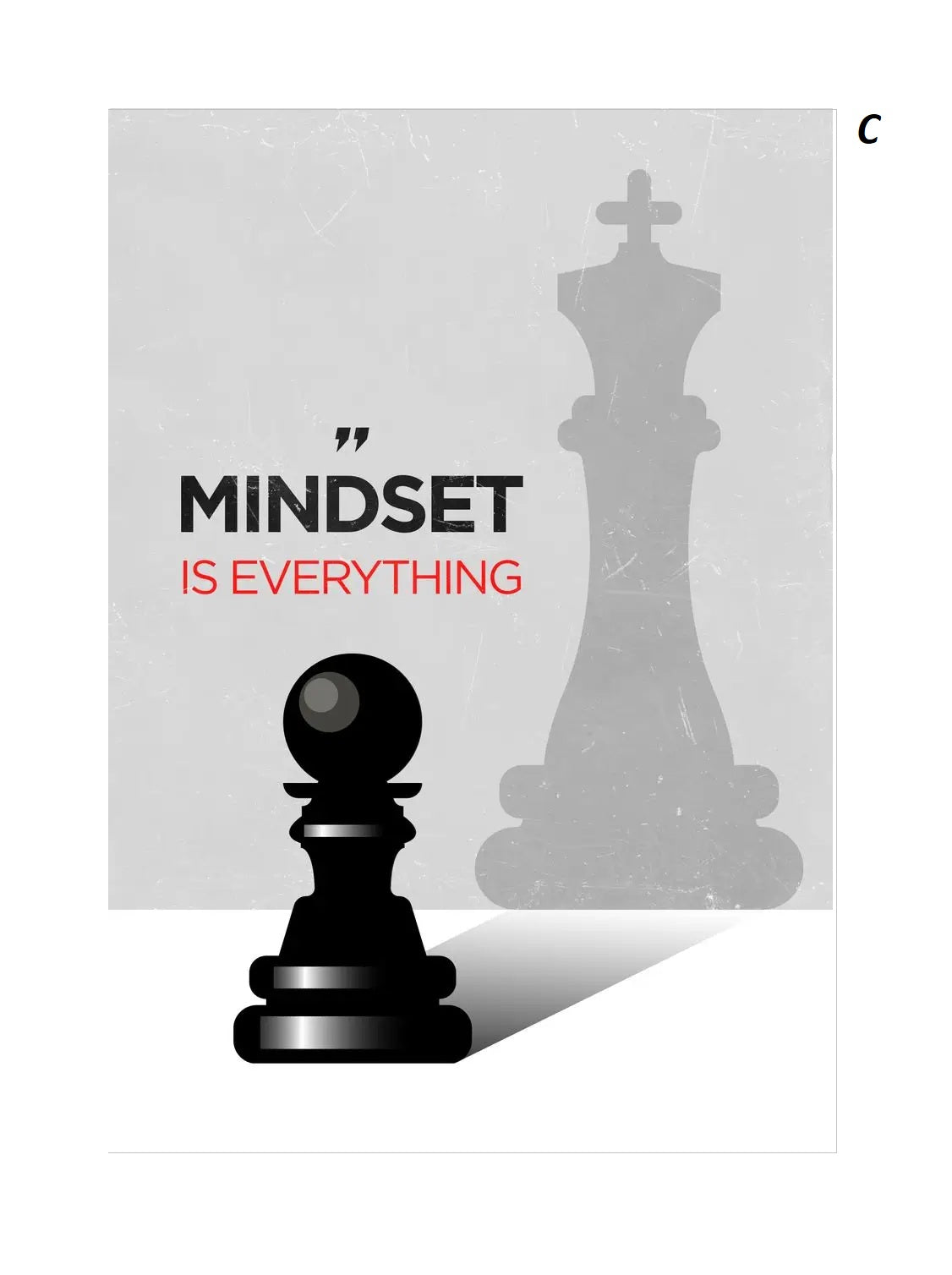 Chess pieces with 'Mindset is Everything' text on a light gray background