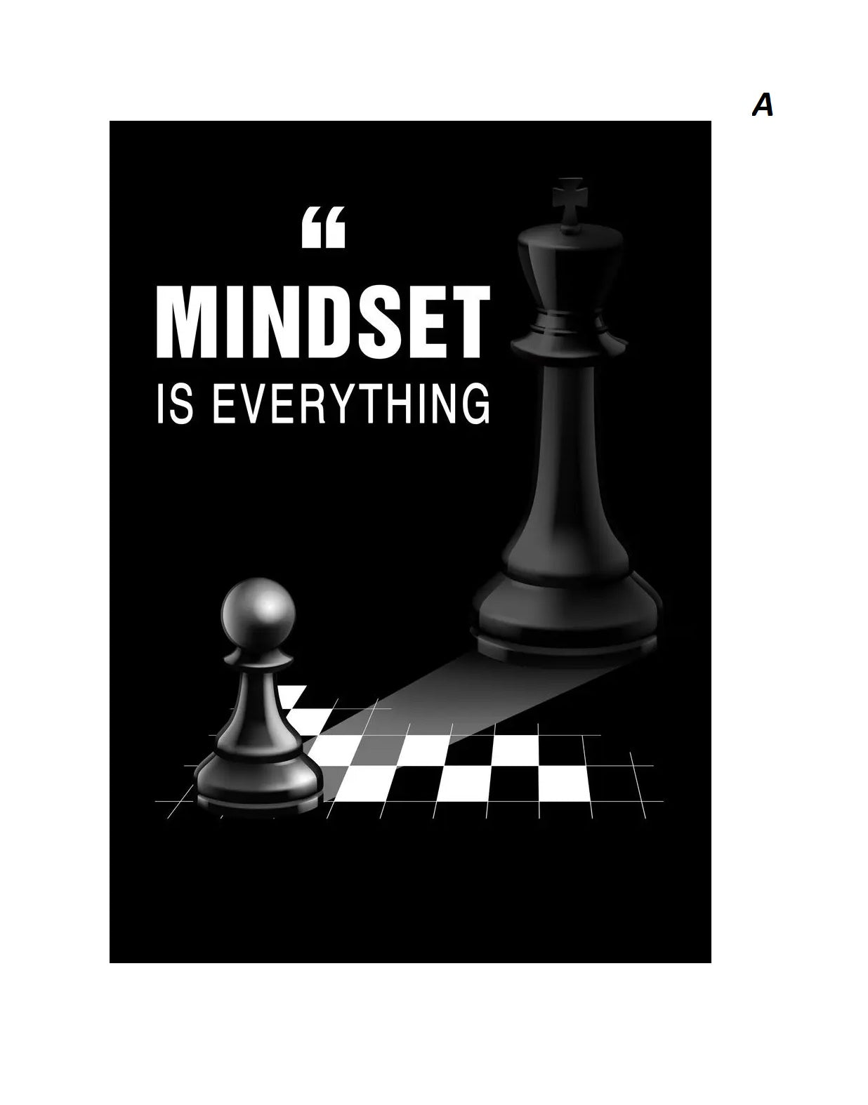 Black and white chess pieces on a checkered board with 'Mindset is Everything' text.