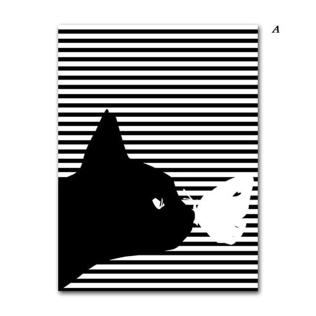 Black And White Cats Line Art Minimalist Canvas Prints Animals Poster Nordic Wall Art Modern Pictures For Living Room Home Décor