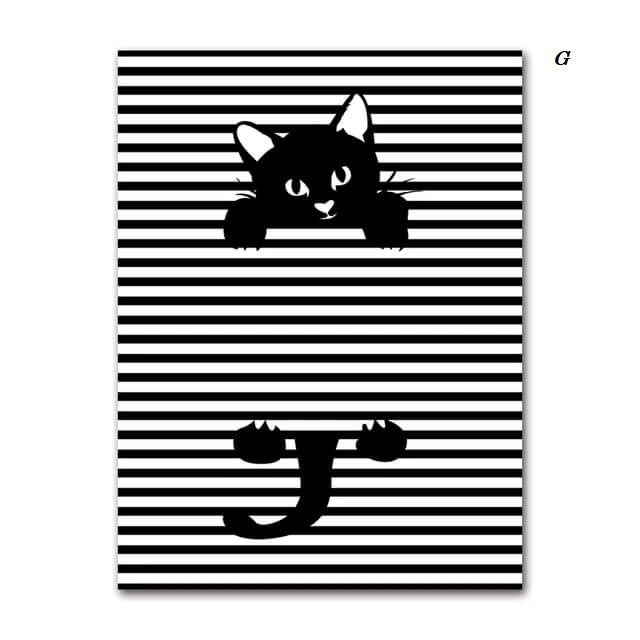 Black And White Cats Line Art Minimalist Canvas Prints Animals Poster Nordic Wall Art Modern Pictures For Living Room Home Décor