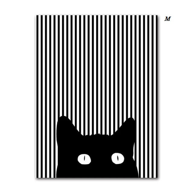 Black And White Cats Line Art Minimalist Canvas Prints Animals Poster Nordic Wall Art Modern Pictures For Living Room Home Décor