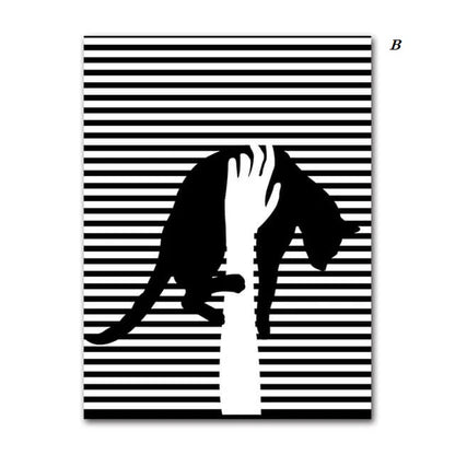 Black And White Cats Line Art Minimalist Canvas Prints Animals Poster Nordic Wall Art Modern Pictures For Living Room Home Décor