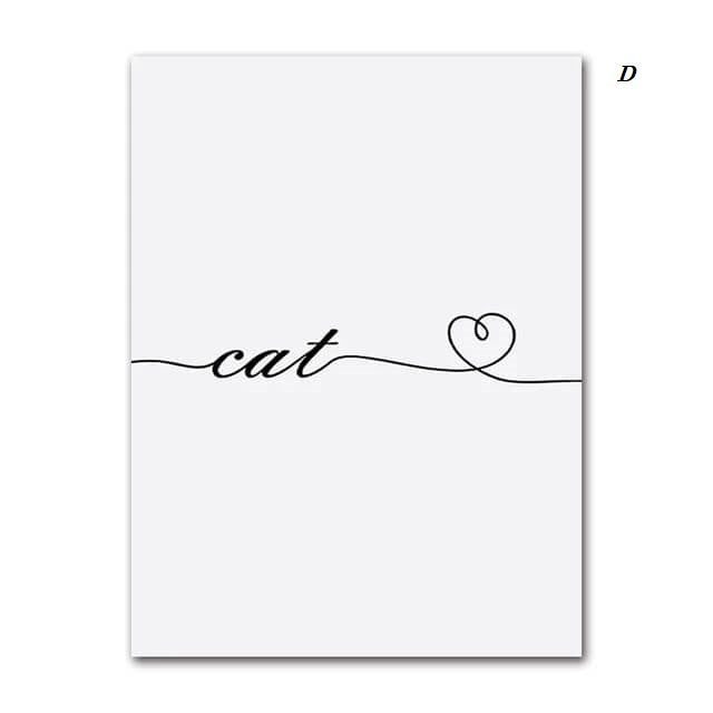 Black And White Cats Line Art Minimalist Canvas Prints Animals Poster Nordic Wall Art Modern Pictures For Living Room Home Décor