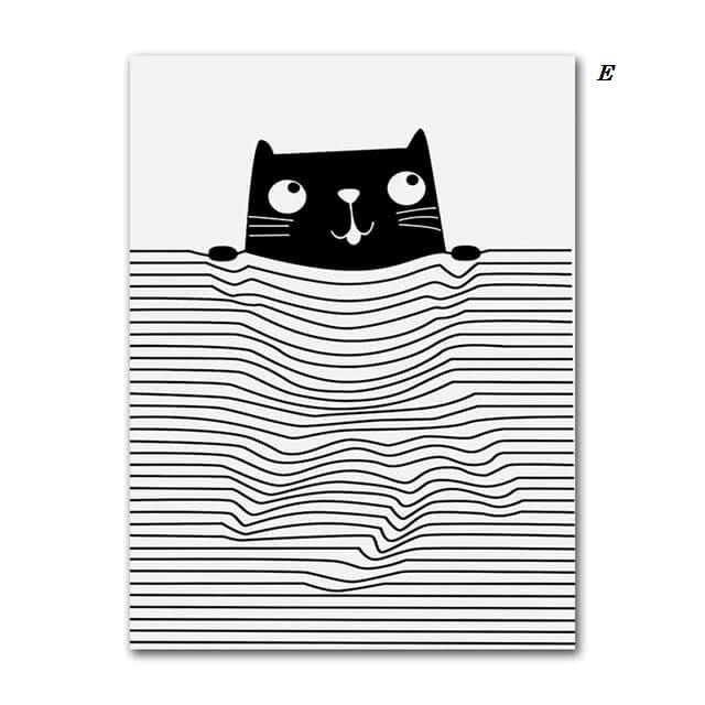 Black And White Cats Line Art Minimalist Canvas Prints Animals Poster Nordic Wall Art Modern Pictures For Living Room Home Décor