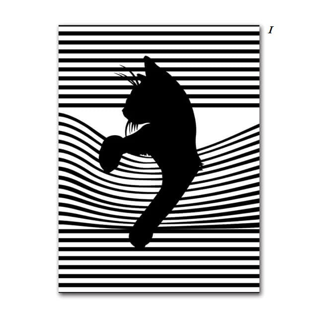 Black And White Cats Line Art Minimalist Canvas Prints Animals Poster Nordic Wall Art Modern Pictures For Living Room Home Décor