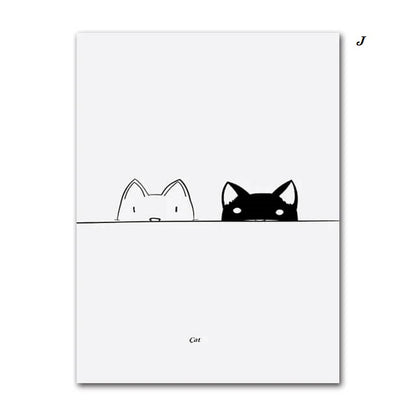 Black And White Cats Line Art Minimalist Canvas Prints Animals Poster Nordic Wall Art Modern Pictures For Living Room Home Décor