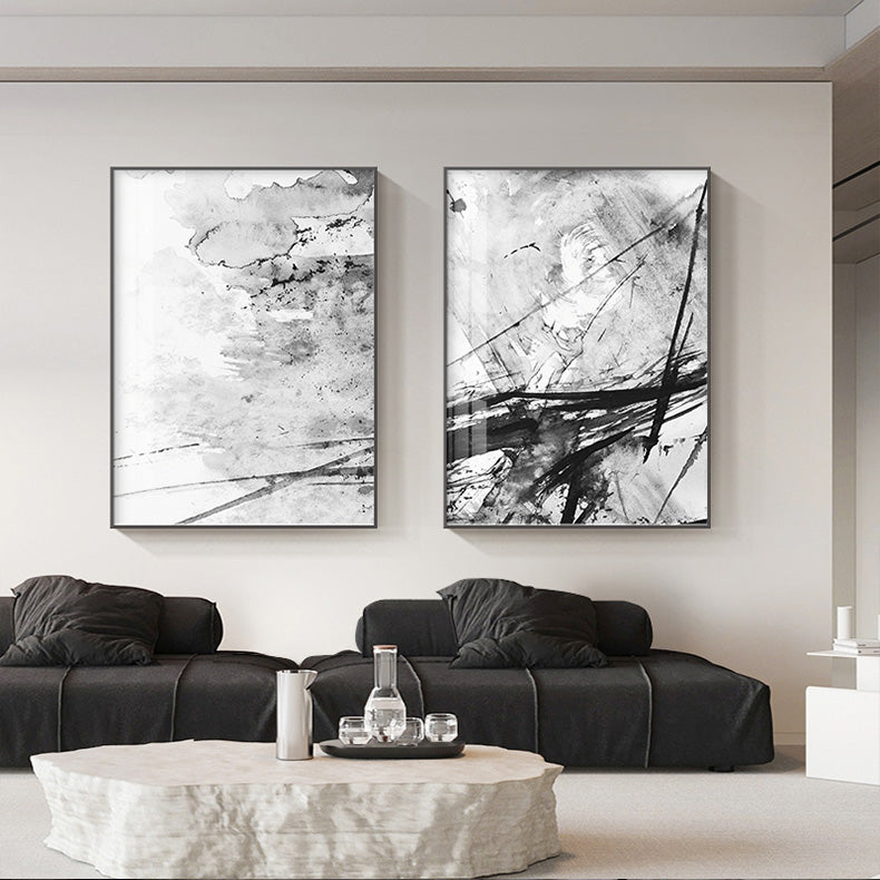 Black White Ink Splash Abstract Wall Art Canvas Prints For Living Room Minimalist Scandinavian Interiors