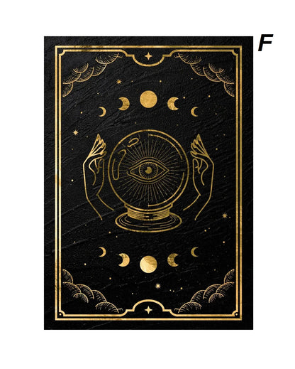 Black Gold Tarot Card Wall Art Prints Sun Moon Esoteric Symbolism Canvas Art Mystical Tarot Wall Décor