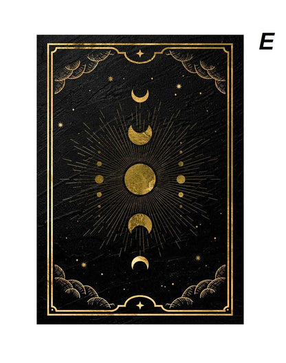 Black Gold Tarot Card Wall Art Prints Sun Moon Esoteric Symbolism Canvas Art Mystical Tarot Wall Décor