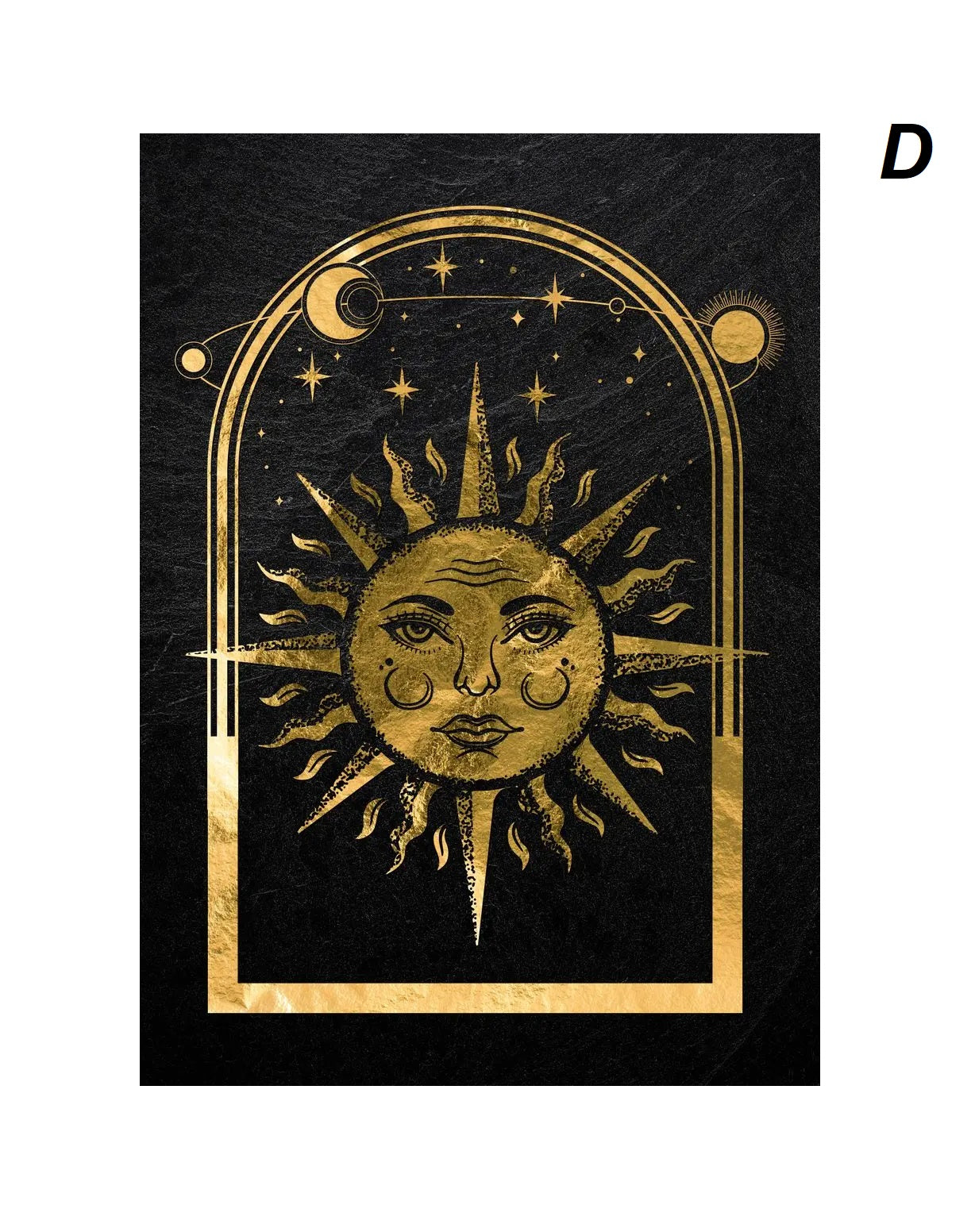 Black Gold Tarot Card Wall Art Prints Sun Moon Esoteric Symbolism Canvas Art Mystical Tarot Wall Décor