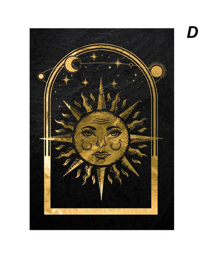 Black Gold Tarot Card Wall Art Prints Sun Moon Esoteric Symbolism Canvas Art Mystical Tarot Wall Décor
