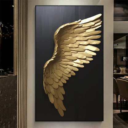 Golden Dream Angel Wings Large Wall Art Canvas Prints For Modern Apartment Living Room Boutique Fashion House Art Decor