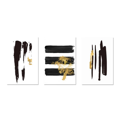 Black Golden Lines Minimalist Minimalist Wall Art Canvas Prints For Modern Apartment Living Room Decor