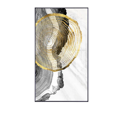 Black Gray Golden Abstract Tree Rings Wall Art Canvas Prints For Living Room Dining Room Scandinavian Interiors
