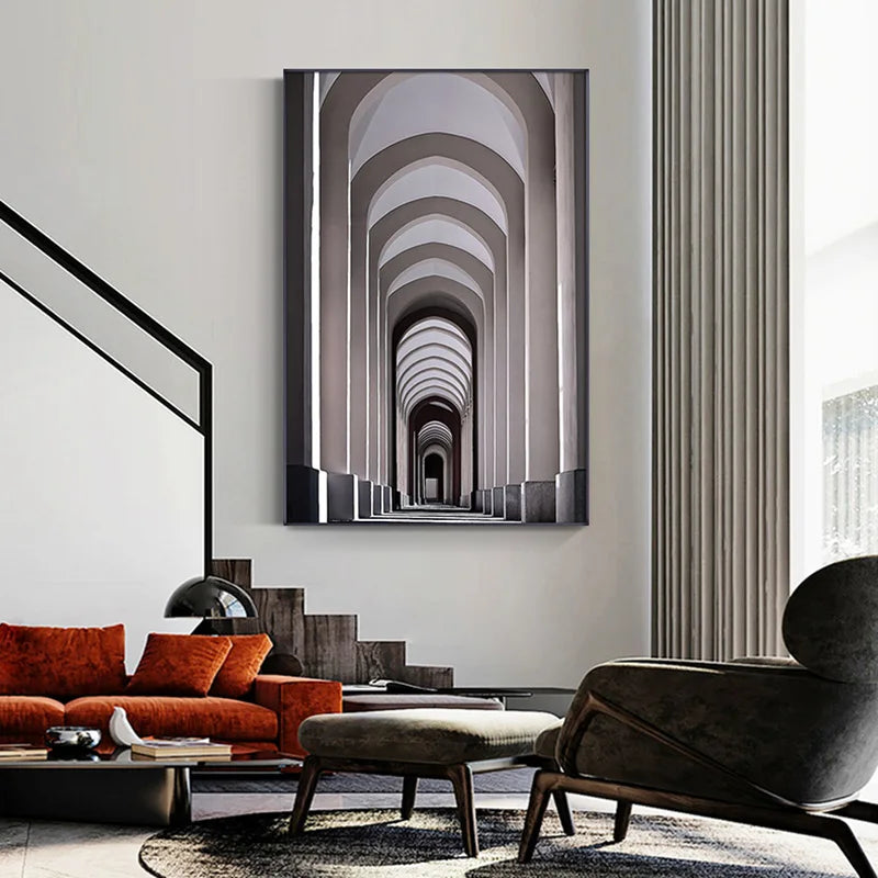 Abstract Black Grey Industrial Architectural Wall Art Canvas Prints For Modern Loft Apartment Living Room Home Office Wall Decor