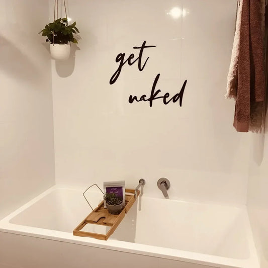 Black Metal Get Naked Wall Art For Bathroom 3d Iron Crafted Creative Typographic Wall Decor For Washroom Shower Room Nordic Home Decor