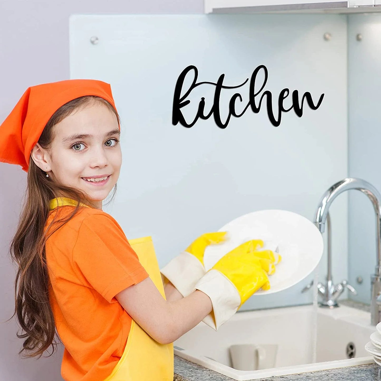 Black Metal Kitchen Signage 3d Iron Crafted Wall Decor Modern Creative Stylish Typographic Wall Decor For Kitchen