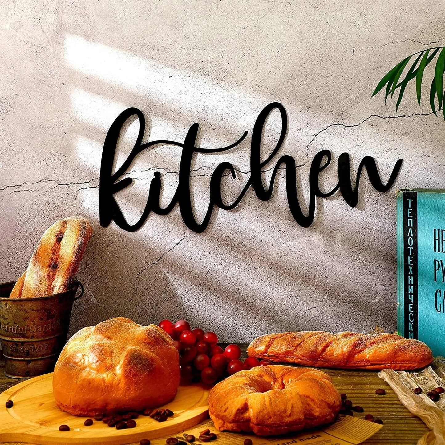 Black Metal Kitchen Signage 3d Iron Crafted Wall Decor Modern Creative Stylish Typographic Wall Decor For Kitchen