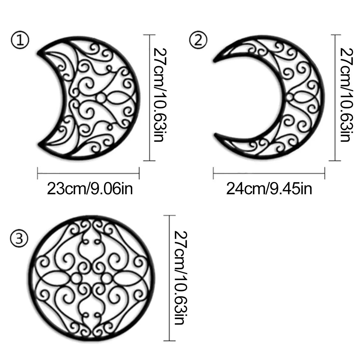 Black Metal Moon Phase Wall Art 3d Iron Craft Wall Mounted Scandinavian Wall Hanging Decoration For Living Room Home Decor