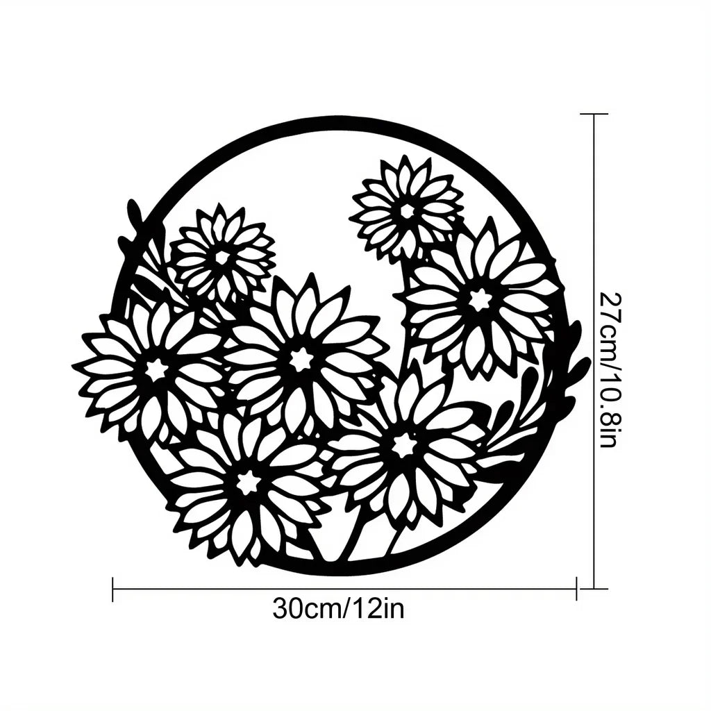 Black Metal Silhouetted Floral Wall Art Plaques Elegant 3d Iron Crafted Wall Decoration For Living Room Dining Room Bedroom Decoration