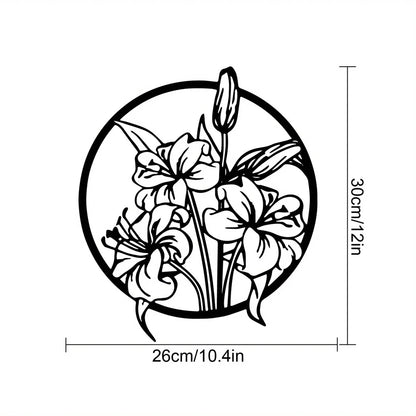 Black Metal Silhouetted Floral Wall Art Plaques Elegant 3d Iron Crafted Wall Decoration For Living Room Dining Room Bedroom Decoration
