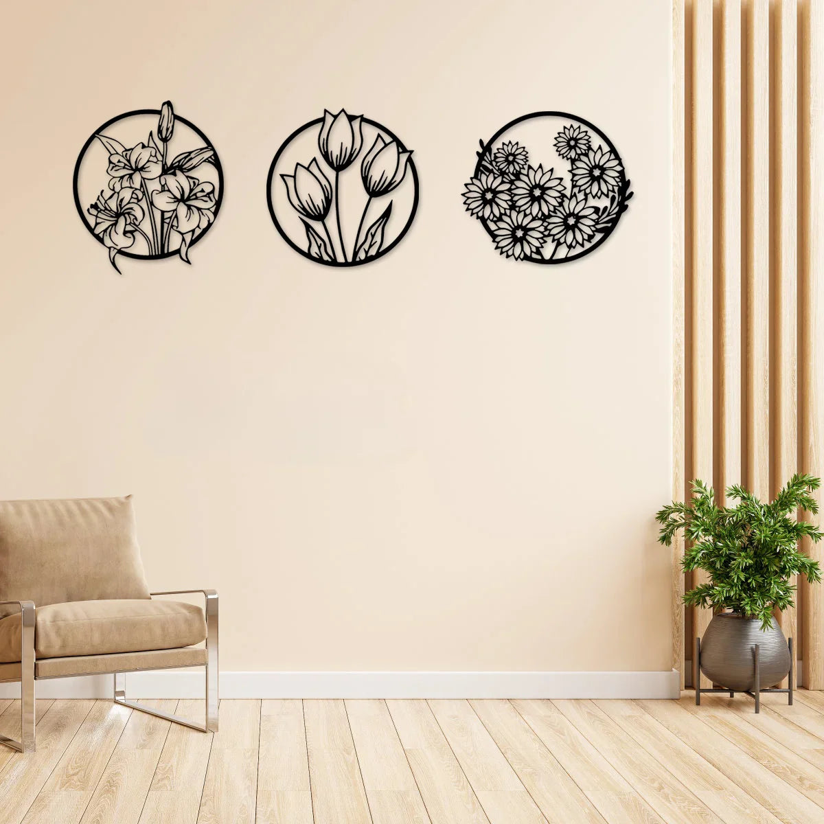 Black Metal Silhouetted Floral Wall Art Plaques Elegant 3d Iron Crafted Wall Decoration For Living Room Dining Room Bedroom Decoration