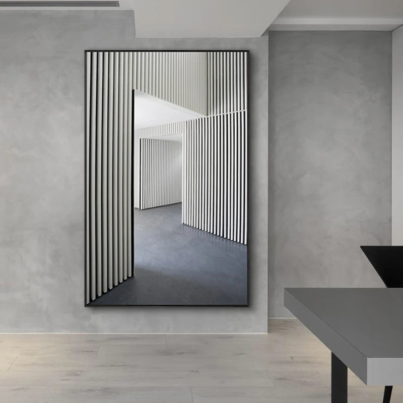 Black White Architectural Interiors Wall Art Canvas Prints For Modern Loft Living Room Home Office Decor