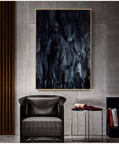 Black White Golden Feather Wall Art Canvas Prints Fashion Pictures For Living Room Bedroom Hotel Art Decor