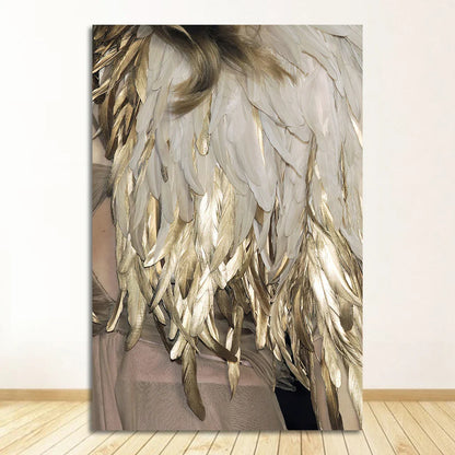 Black White Golden Feather Wall Art Canvas Prints Fashion Pictures For Living Room Bedroom Hotel Art Decor