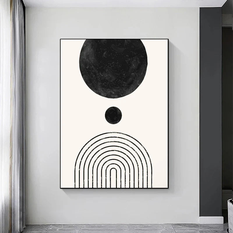 Black White Minimalist Geometric Line Art Wall Art Canvas Prints For Modern Apartment Living Room Home Office Decor