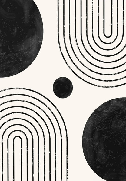 Black White Minimalist Geometric Line Art Wall Art Canvas Prints For Modern Apartment Living Room Home Office Decor