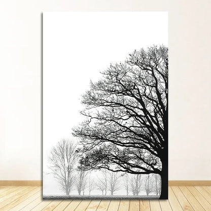 Black White Winter Trees Landscape Wall Art Canvas Prints For Living Room Bedroom Office Art Decor
