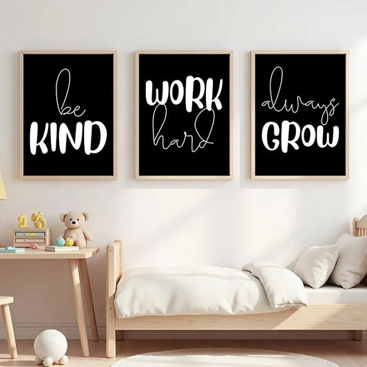 Black and White Motivational Posters Wall Art Canvas Prints Minimalist Wall Art  for Modern Interiors