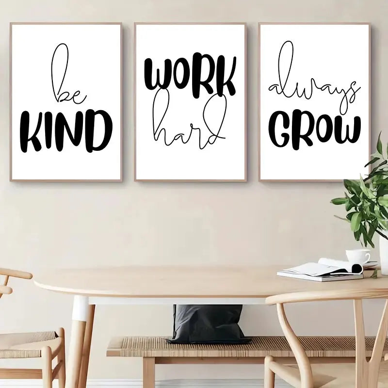 Black and White Motivational Posters Wall Art Canvas Prints Minimalist Wall Art  for Modern Interiors