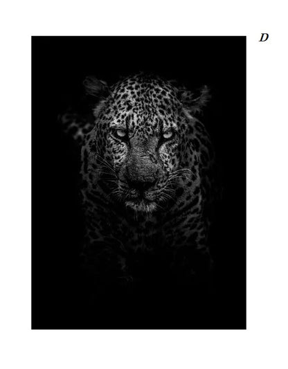 Black and White Animals Photo Canvas Prints Nordic Minimalist Wall Art Lion Tiger Elk Jaguar Wilderness Posters For Modern Living Room Bedroom Décor