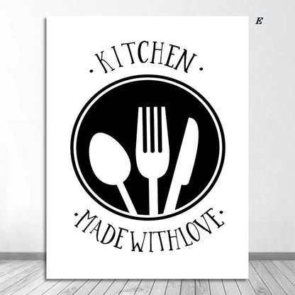 Black and White Cooking Quotes Canvas Prints Minimalist Wall Art Inspirational Kitchen Sayings Poster For Dining Room Coffee Shop Home Décor