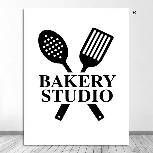 Black and White Cooking Quotes Canvas Prints Minimalist Wall Art Inspirational Kitchen Sayings Poster For Dining Room Coffee Shop Home Décor