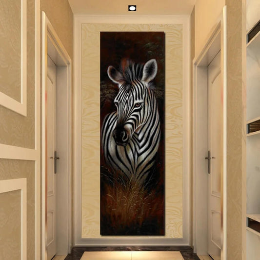 Black and White Zebra Wall Art Canvas Print Modern Poster Vertical Format Animal Picture For Living Room Hallway Entrance Home Décor