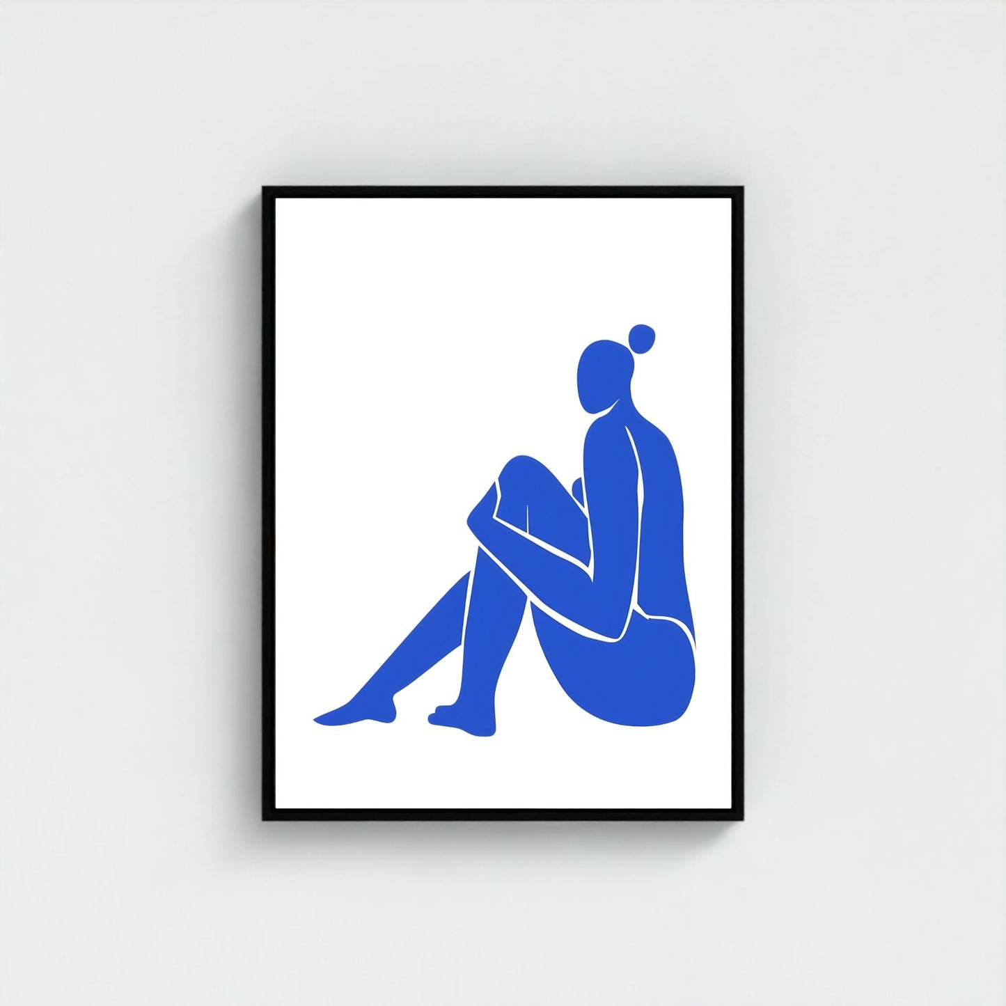 Blue Minimalist Female Figure Framed Wall Art Canvas Print – Modern Abstract Body Silhouette Artwork for Contemporary Home Decor